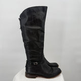 women Franco Sarto Leather Equestrian Boot Black Shoes 8.5