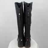 women Franco Sarto Leather Equestrian Boot Black Shoes 8.5