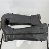 women Franco Sarto Leather Equestrian Boot Black Shoes 8.5