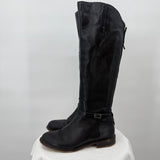 women Franco Sarto Leather Equestrian Boot Black Shoes 8.5