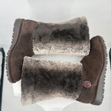 women Stuart Weitzman Faux Fur Lined Suede Mid Calf Winter Boot Dark Brown Shoes 6