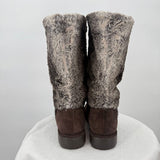 women Stuart Weitzman Faux Fur Lined Suede Mid Calf Winter Boot Dark Brown Shoes 6
