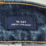 women Gap Dark Wash Cheeky Straight Blue Jeans 18/34T