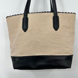 women Nicole Miller Scallop Trim Tote Tan and Black Purse
