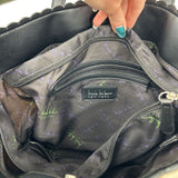 women Nicole Miller Scallop Trim Tote Tan and Black Purse