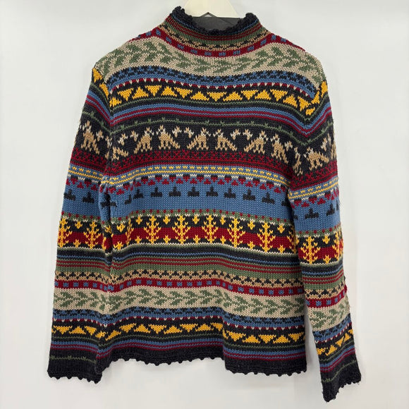 women Norm Thompson Vintage Fair Isle Gray Multi Sweater M