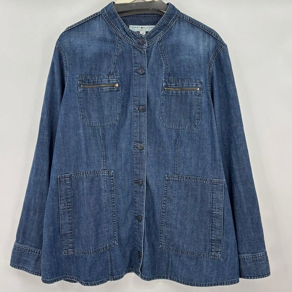 women Tommy Hilfiger Multi Pocket Denim Blue Jacket 22/3X