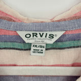 women Orvis Striped Linen Blend White Multi Woven Top XXL