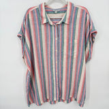 women Orvis Striped Linen Blend White Multi Woven Top XXL