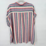 women Orvis Striped Linen Blend White Multi Woven Top XXL