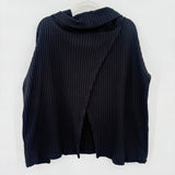 women Free People Waffle Knit Turtleneck Black Knit Top XS