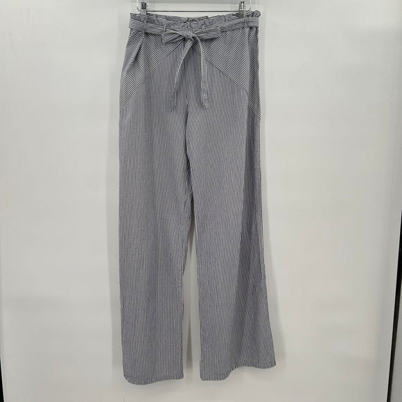 women Saturday Sunday Anthro - Striped Cotton Seersucker Blue & White Pants S