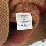 men Lands End Lambs Wool Fair Isle Pullover Brown & Red Sweater L