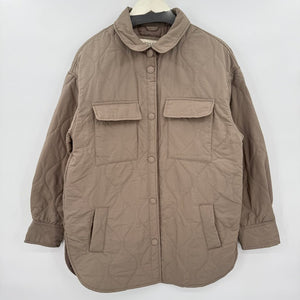women Ashley Outerwear Quilted Taupe Jacket M