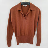 women Madewell Merino Johnny Collar Chestnut Brown Sweater S