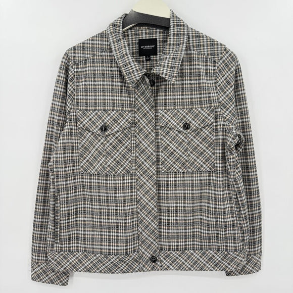 women Liverpool Glen Plaid Shacket Gray Jacket L