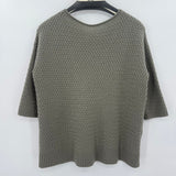 women Garnet Hill Basket Weave Cable Knit Cashmere Sage Green Sweater S