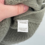 women Garnet Hill Basket Weave Cable Knit Cashmere Sage Green Sweater S