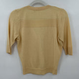 women Moth Lace Trim Wool/Cotton Cardigan Butter Yellow Sweater S