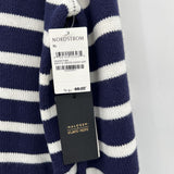 women Halogen x Atlantic-Pacific NWT Cathy Striped Crewneck Pullover Navy Blue & White Sweater XL
