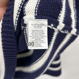 women Halogen x Atlantic-Pacific NWT Cathy Striped Crewneck Pullover Navy Blue & White Sweater XL
