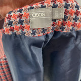 women ASOS Tweed Two Piece Set Orange/Navy Blue Multi Dress 4