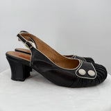 women Miz Mooz Round Toe Leather Slingback Heels Black and White Shoes 9