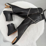 women Miz Mooz Round Toe Leather Slingback Heels Black and White Shoes 9