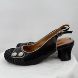 women Miz Mooz Round Toe Leather Slingback Heels Black and White Shoes 9