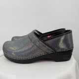 women Sanita Holographic Clogs Silver Rainbow Shoes 40/9.5
