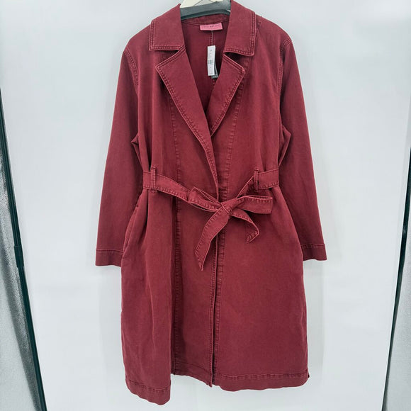 women Lane Bryant NWT Denim Trench Berry Pink Coat 18