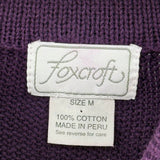 women Foxcroft 100% Cotton Pullover Purple Sweater M