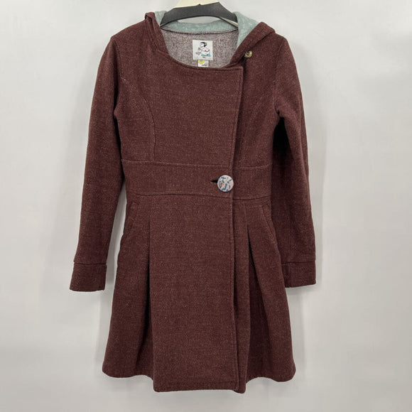 women Rebe Hooded Terry Princess Coat Maroon Coat XS
