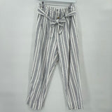 women Madewell Striped Paperbag White & Navy Blue Pants 6