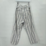 women Madewell Striped Paperbag White & Navy Blue Pants 6