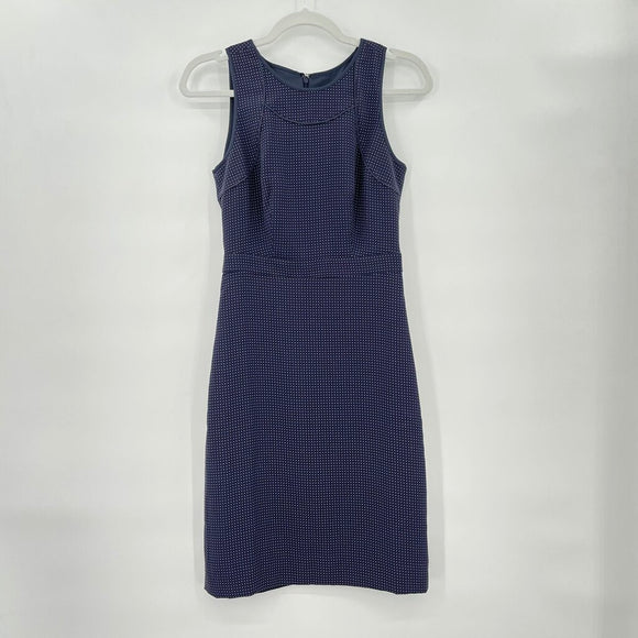 women J. Crew NWT Merchantile Polka Dot Pencil Navy Blue Dress 00