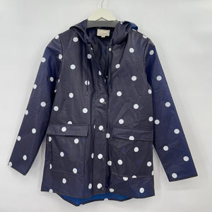 women Loft Polka Dot Rain Coat Navy Blue Jacket XXS