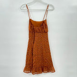 women Leith - Anthro Floral Mini Burnt Orange Dress S