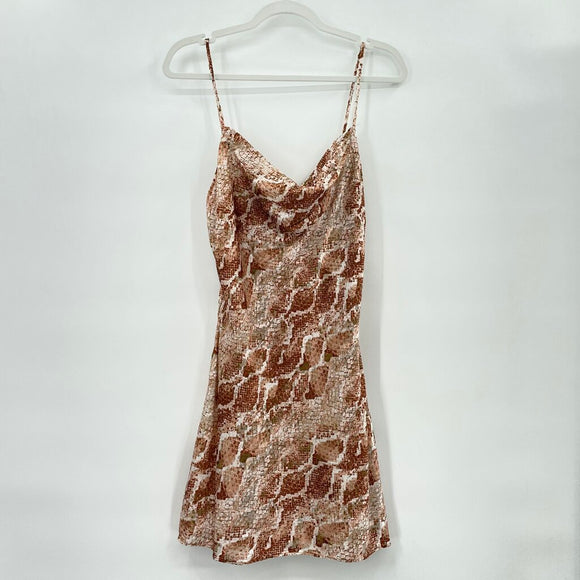 women House of Harlow 1960 Snakeskin Slip Mini Brown Dress M