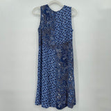 women Habitat Mixed Print Sleeveless Blue Dress XS