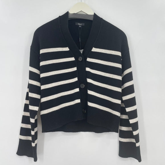 women Rails NWT Geneva Cardigan Black Oatmeal Stripe Sweater XXS