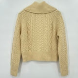 women J. Crew Cable Knit Cardigan Cream Sweater M