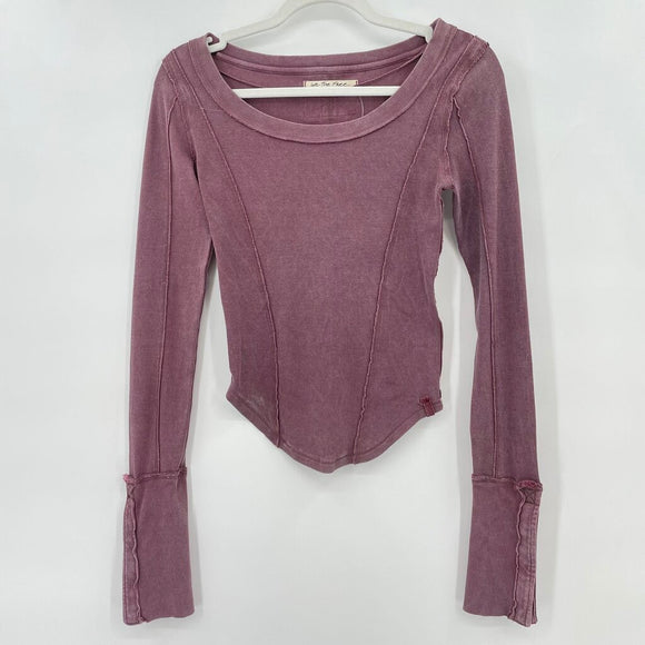 women Free People NWT Stuck On You in Hickory Dusty Purple Knit Top XS