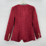 women Commense NWT Gold Button Tweed Dark Red Jacket S