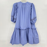 women Cleobella Dolly Ruffle Org Cotton Mini MSRP $228 Periwinkle Dress L