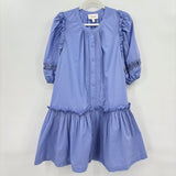 women Cleobella Dolly Ruffle Org Cotton Mini MSRP $228 Periwinkle Dress L