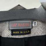 women Liz Baker Vintage Wool Blend Herringbone Gray Coat 22W