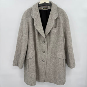 women Liz Baker Vintage Wool Blend Herringbone Gray Coat 22W