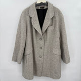 women Liz Baker Vintage Wool Blend Herringbone Gray Coat 22W