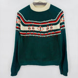 women Vintage Fair Isle Green Sweater M